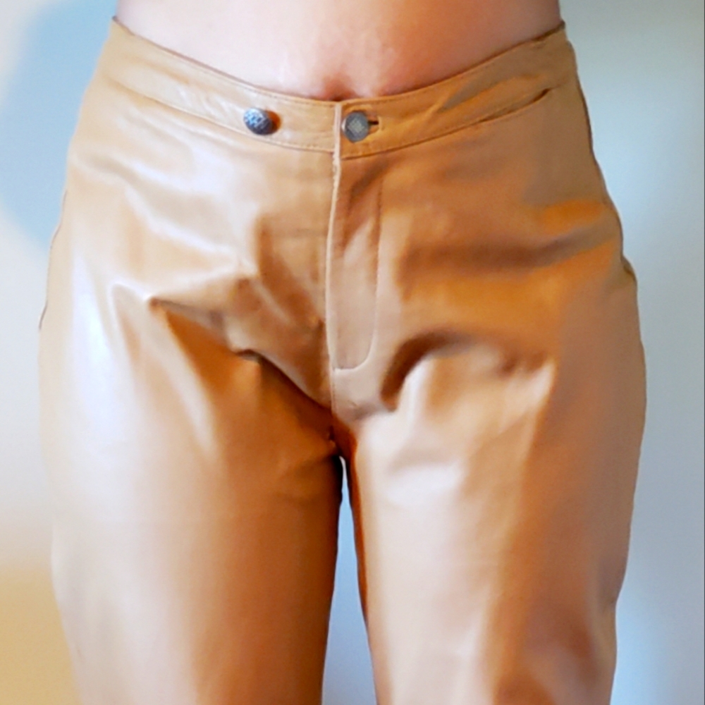 Tan Genuine Leather Pants